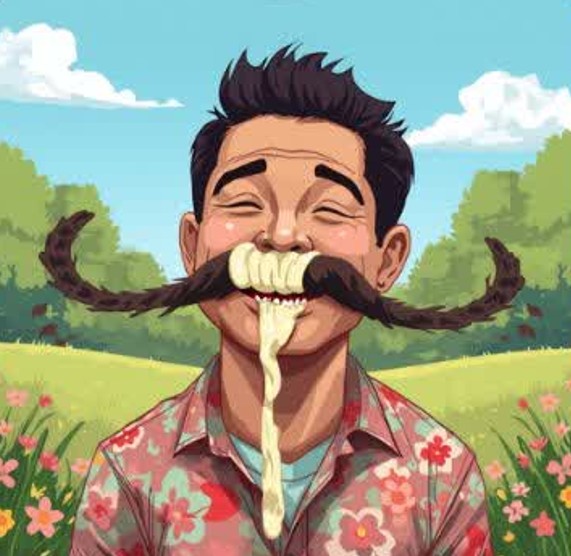 mustache mnemonic and english